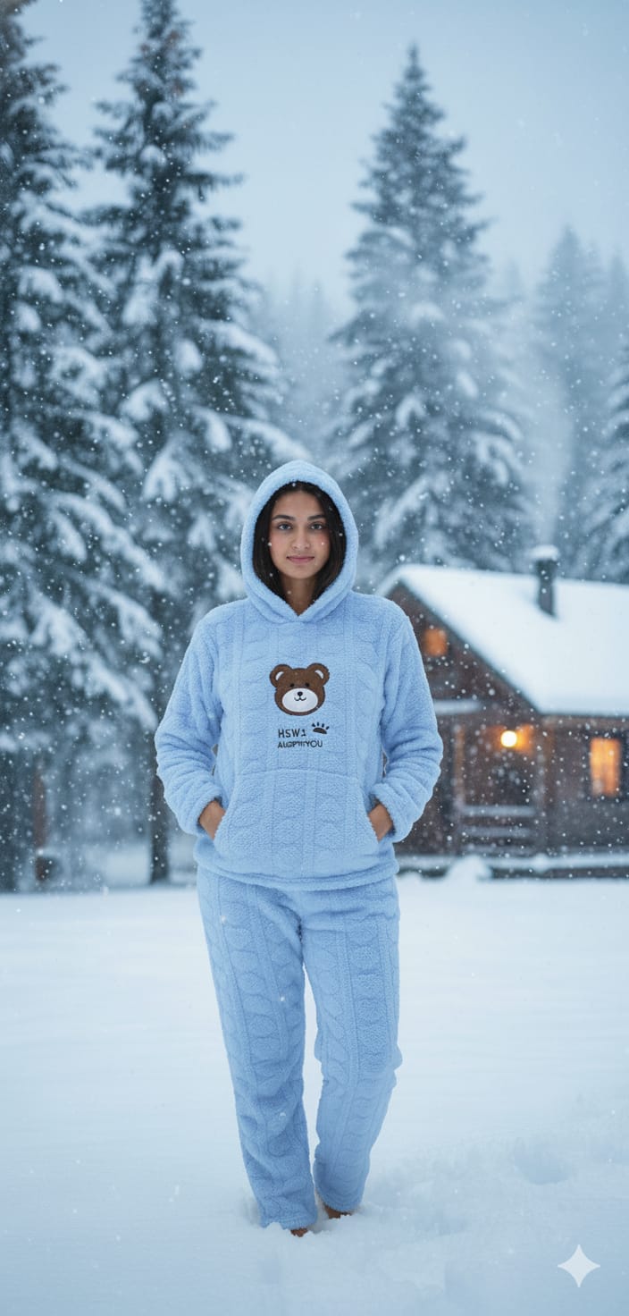 Women’s Soft Furr Hoodie Night Wear