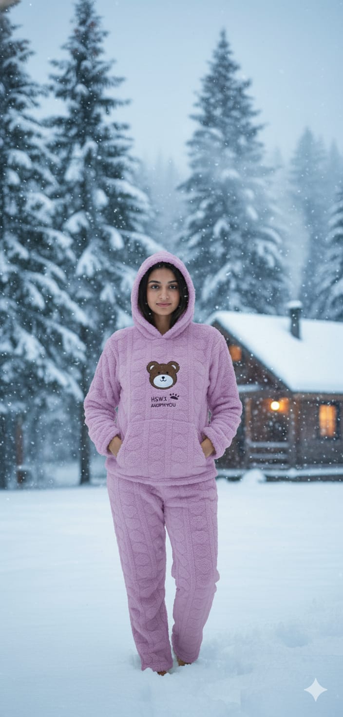 Women’s Soft Furr Hoodie Night Wear