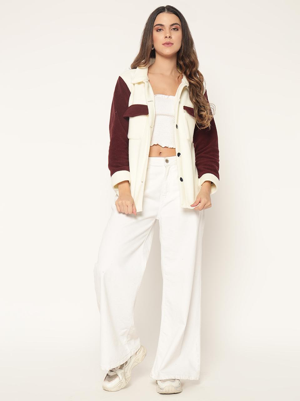 Woolen dual tone shacket dual-tone