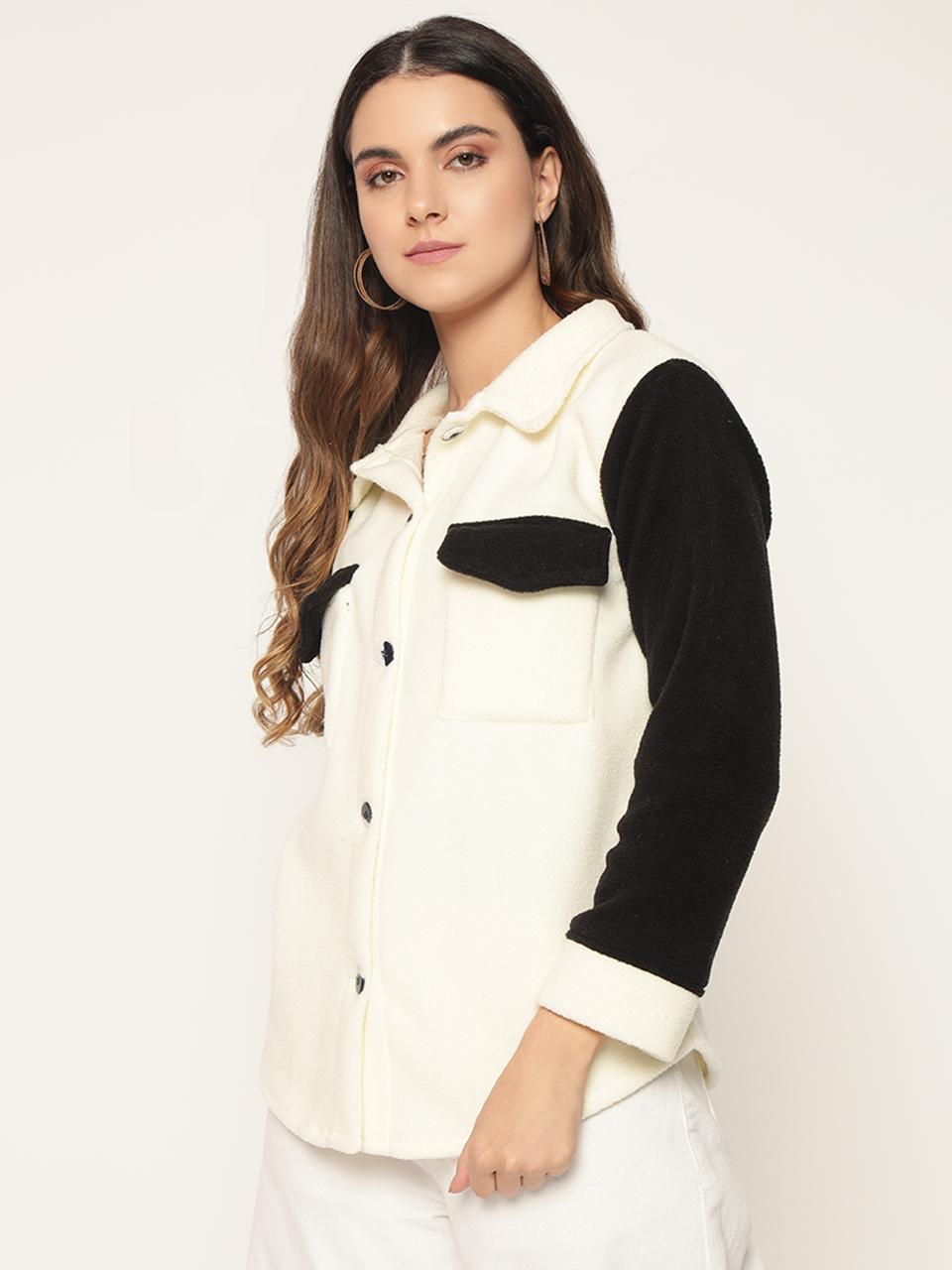 Woolen dual tone shacket dual-tone