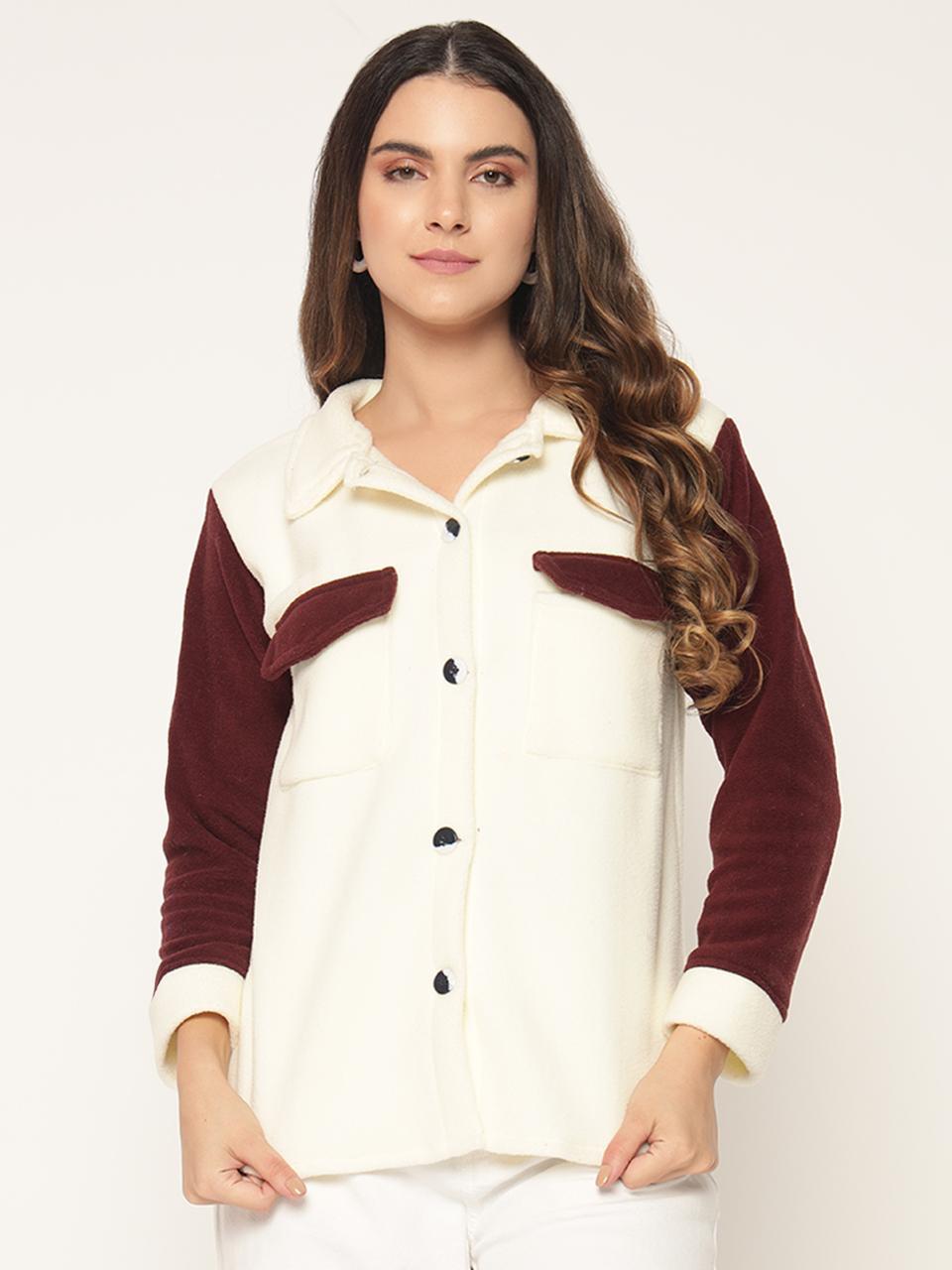Woolen dual tone shacket dual-tone